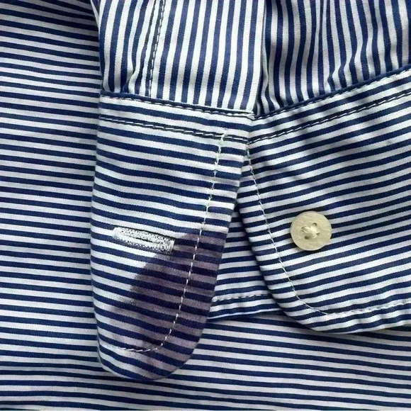 Lauren Ralph Lauren Women Embellished Button Up Striped‎ Shirt Sz L - Picture 2 of 9